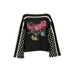 Blugirl Floral Print Polka Dot Sweater Women Black Sweaters
